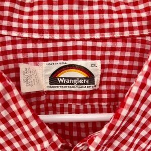Vintage Wrangler Red White Gingham Check Shirt Men’s XXL 2XL Made in the USA!